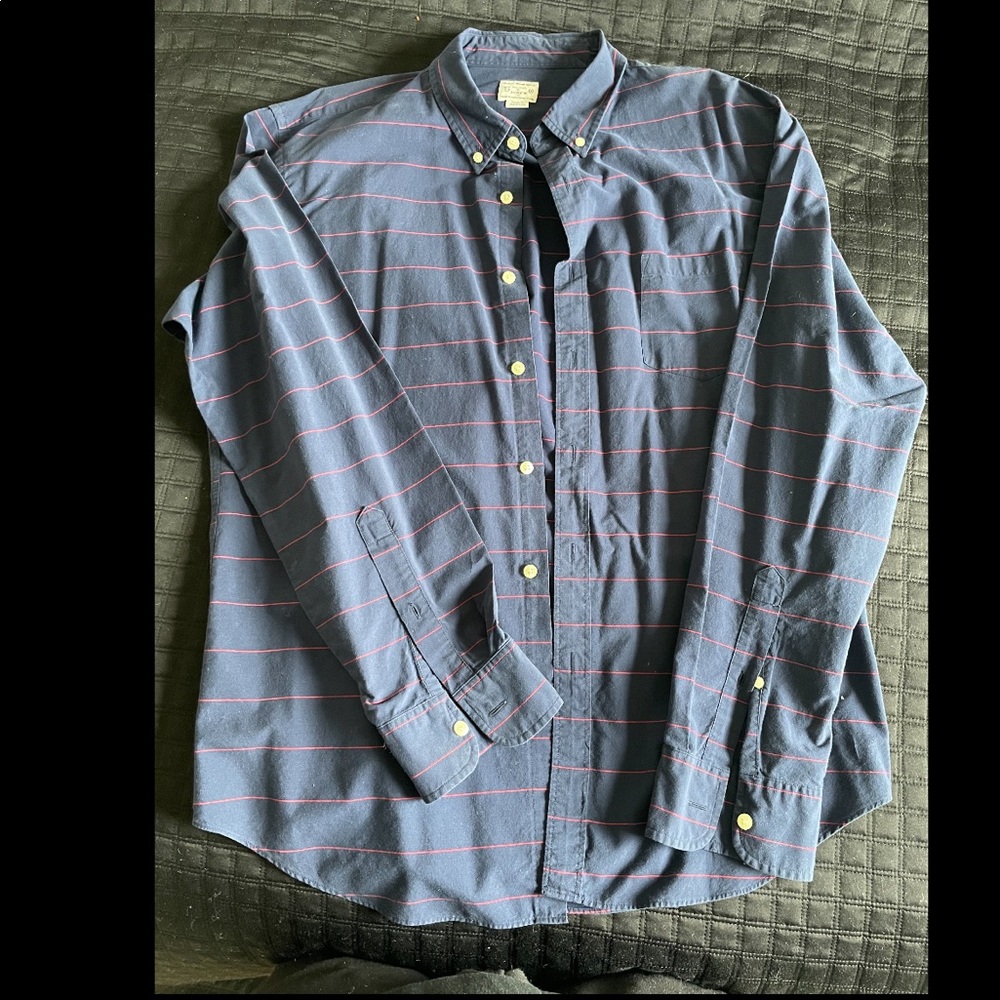 J. Crew button down shirt blue and red XL